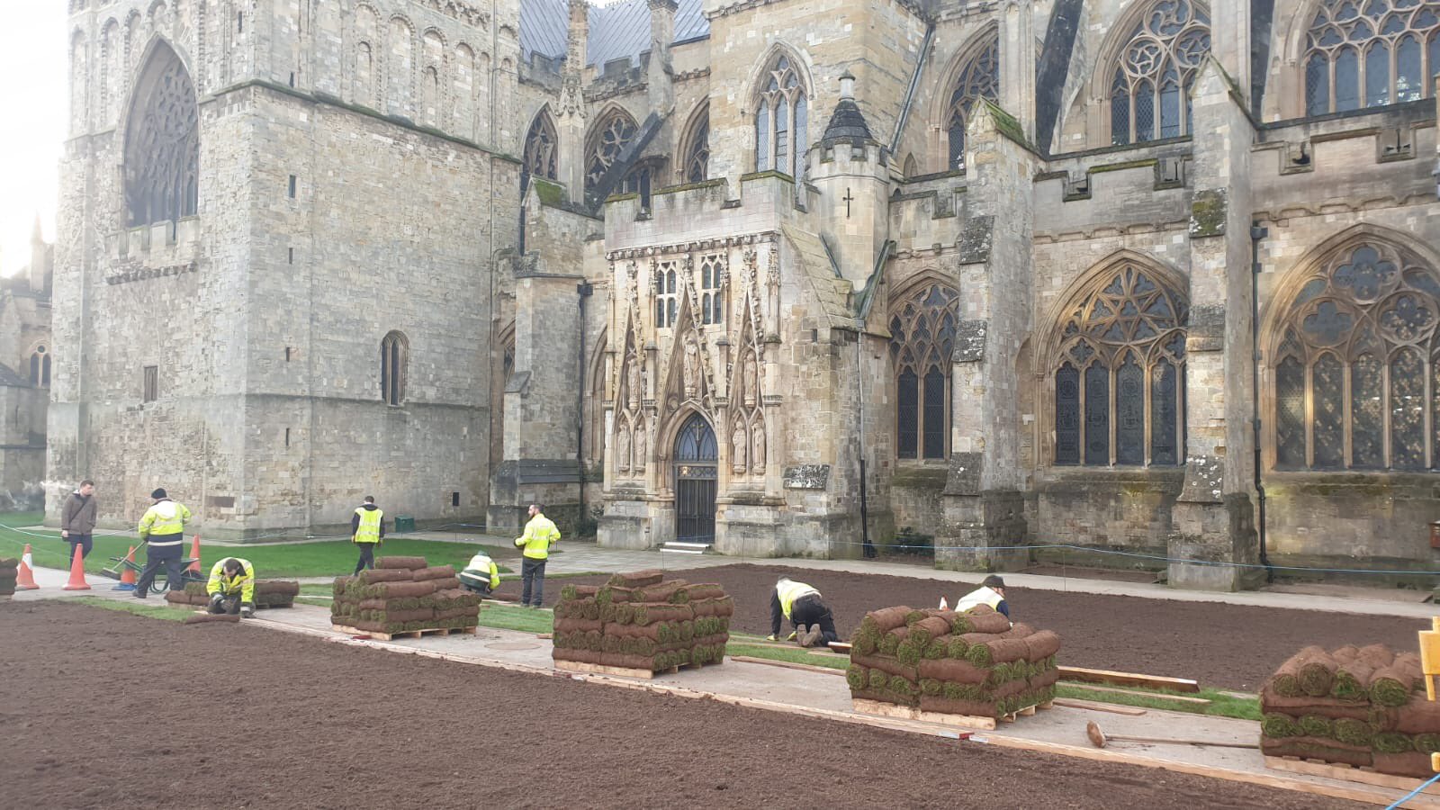 Turfing Exeter Cathedral